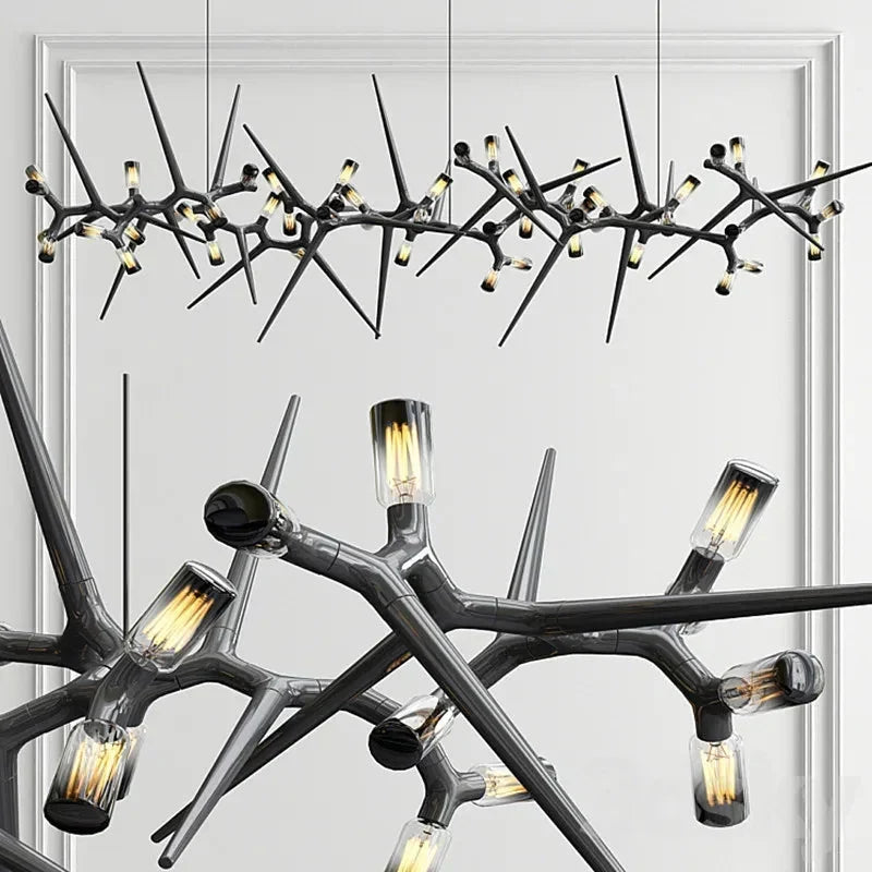 Lustră suspendată cu ramificații — Siluetă sculptată, iluminare multidirecțională