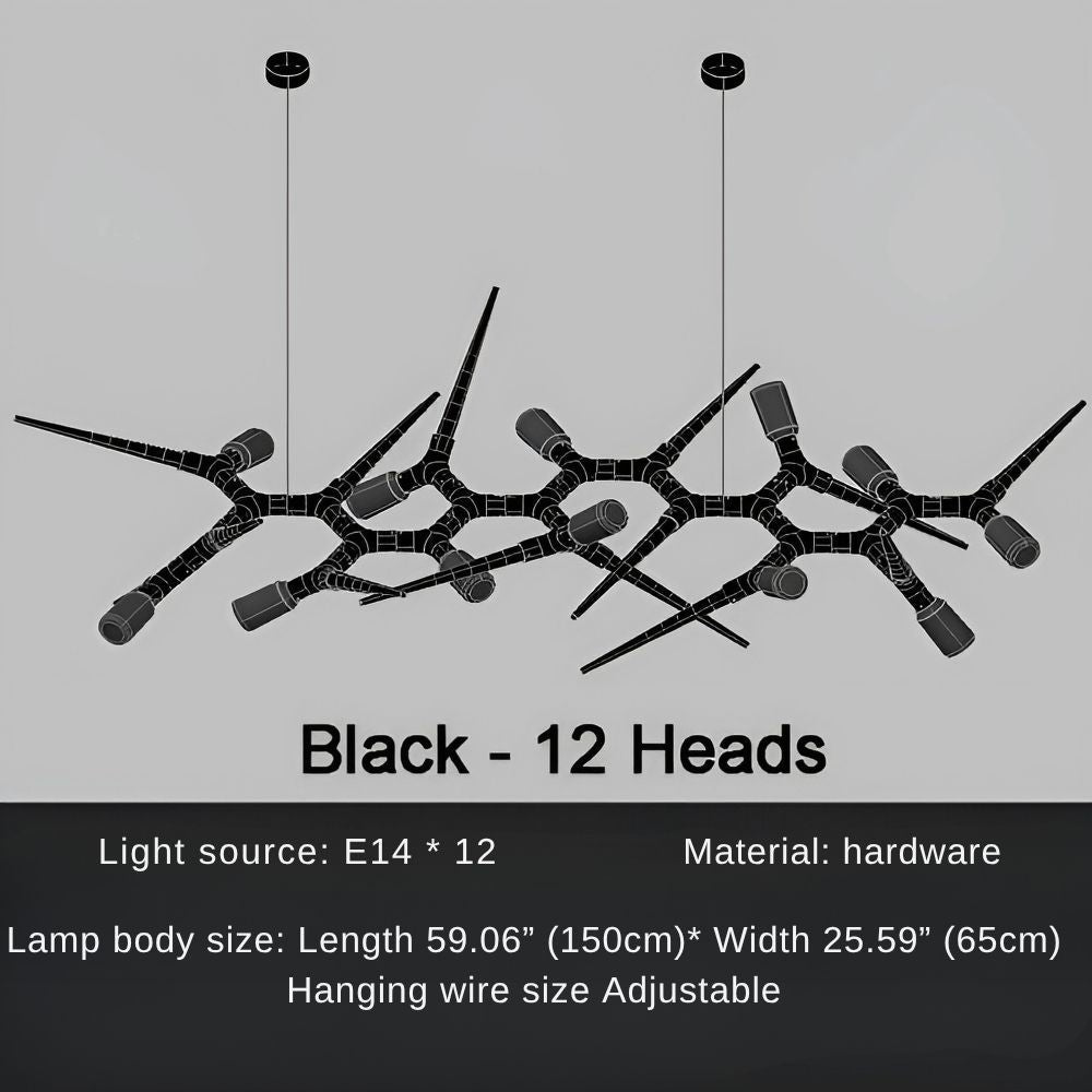 Lustră suspendată cu ramificații — Siluetă sculptată, iluminare multidirecțională