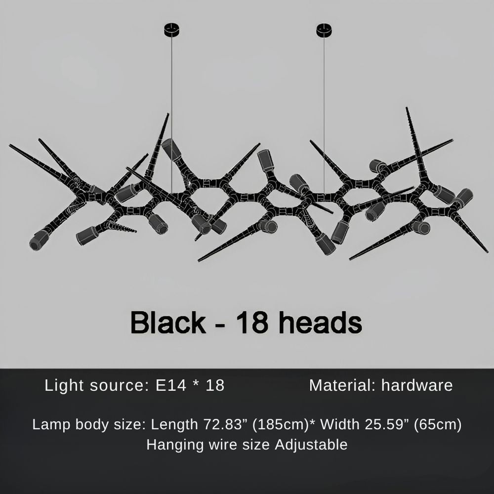 Lustră suspendată cu ramificații — Siluetă sculptată, iluminare multidirecțională
