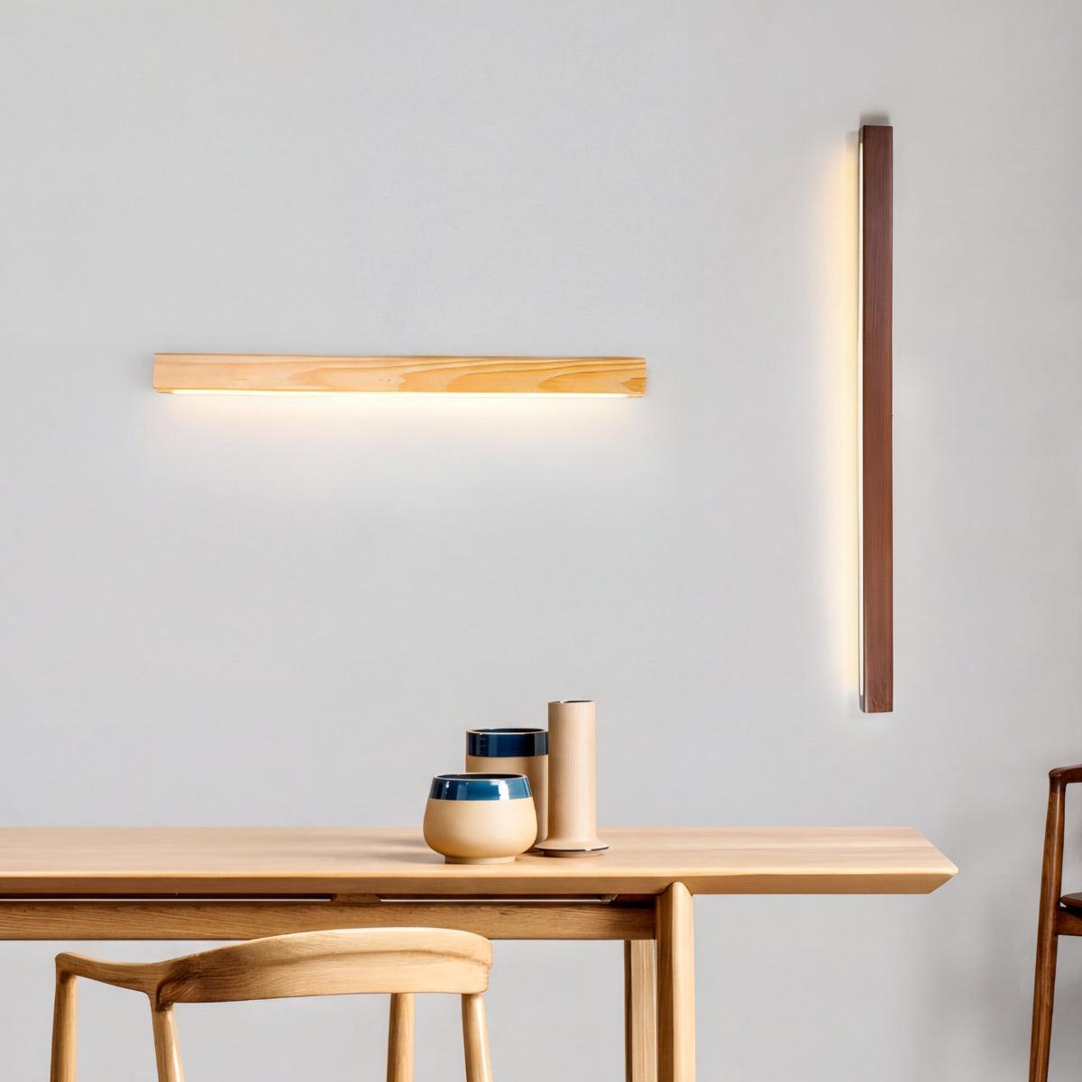 Applique murale moderne et fine — luminaire de meuble-lavabo minimaliste en bois