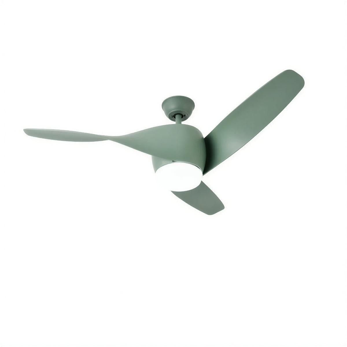 Modern fa mennyezeti ventilátor — ívelt lapátokkal, beépített világítással