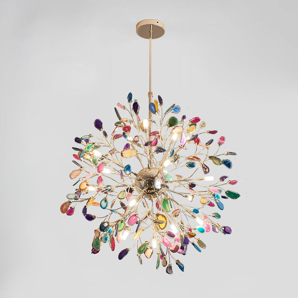 Agate Branch Chandelier 23-Inch Gold Finish Multi-Arm Adjustable G4 Fixture for Dining Room Living Room Statement Lighting Multicolor Natura