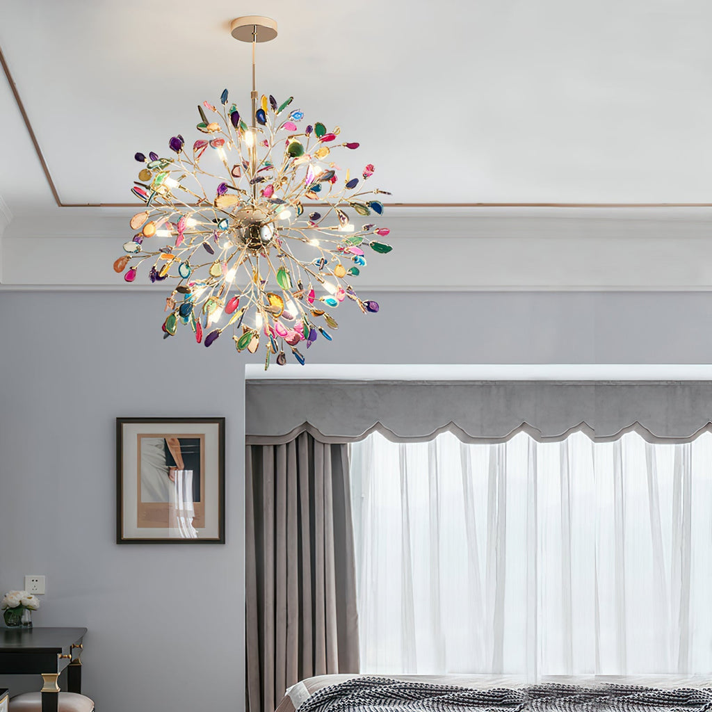 Agate Branch Chandelier 23-Inch Gold Finish Multi-Arm Adjustable G4 Fixture for Dining Room Living Room Statement Lighting Multicolor Natura