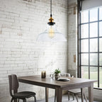 Industrial Style Pendant Light With Single Glass Dome