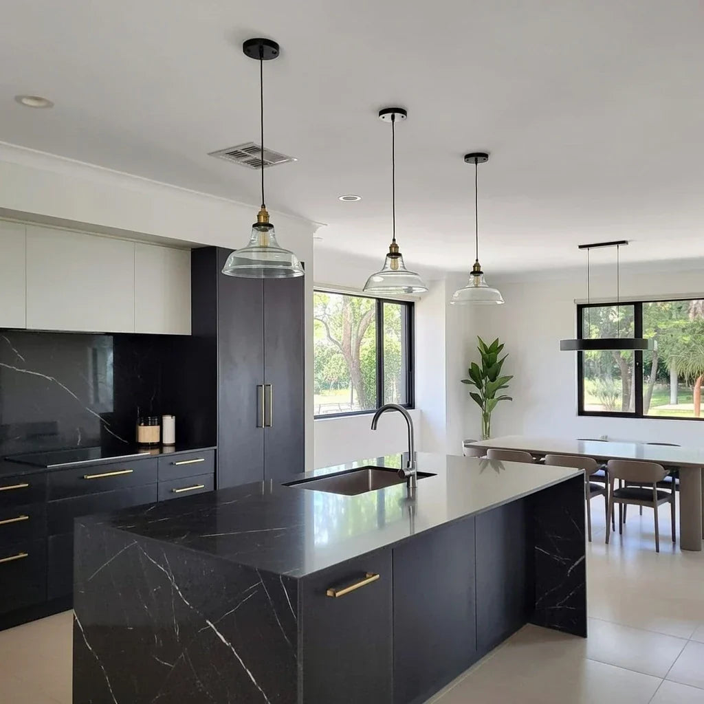 Industrial Style Pendant Light With Single Glass Dome
