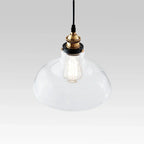 Industrial Style Pendant Light With Single Glass Dome