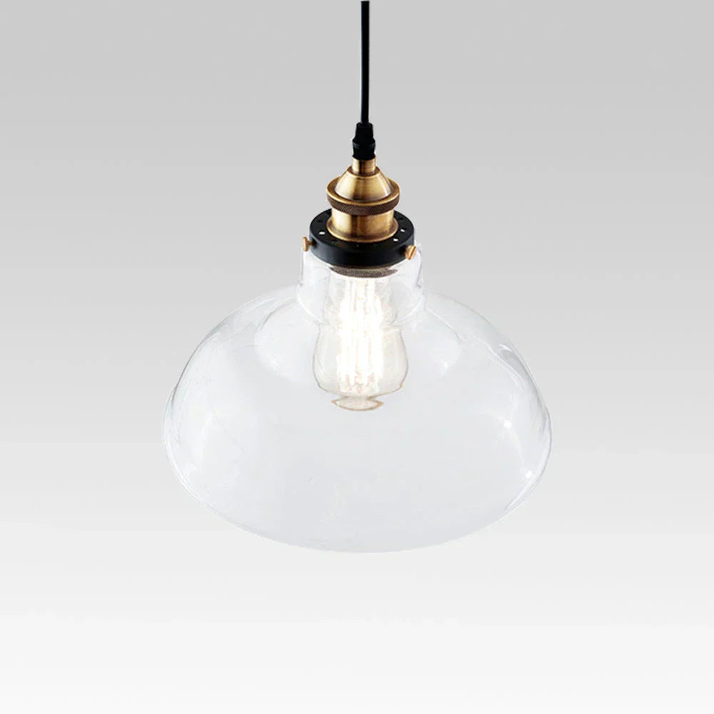 Industrial Style Pendant Light With Single Glass Dome