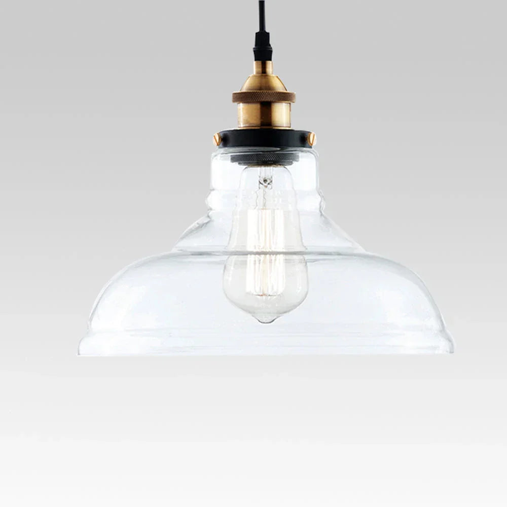 Industrial Style Pendant Light With Single Glass Dome