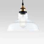 Industrial Style Pendant Light With Single Glass Dome