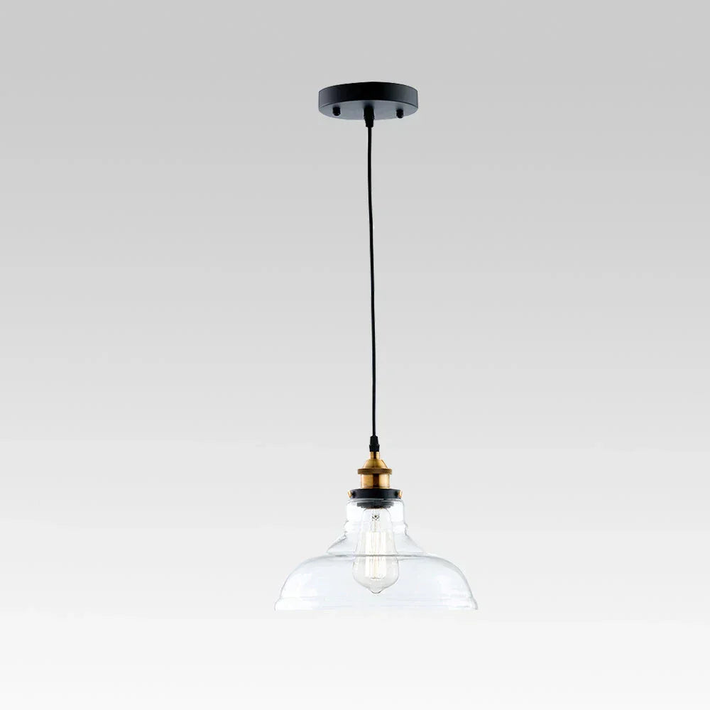 Industrial Style Pendant Light With Single Glass Dome