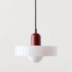 Vesaro Bauhaus Glass Pendant Light, Adjustable Height for Kitchen, White, Orange or Green, 25/35 cm