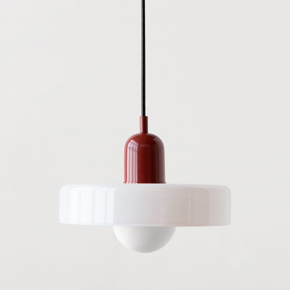Vesaro Bauhaus Glass Pendant Light, Adjustable Height for Kitchen, White, Orange or Green, 25/35 cm