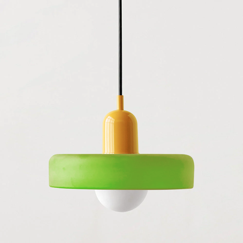 Vesaro Bauhaus Glass Pendant Light, Adjustable Height for Kitchen, White, Orange or Green, 25/35 cm