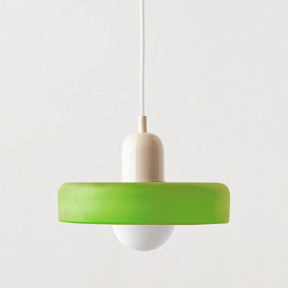 Vesaro Bauhaus Glass Pendant Light, Adjustable Height for Kitchen, White, Orange or Green, 25/35 cm