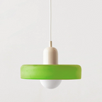 Vesaro Bauhaus Glass Pendant Light, Adjustable Height for Kitchen, White, Orange or Green, 25/35 cm