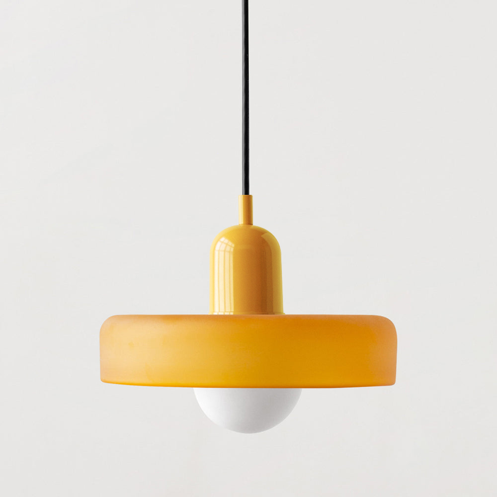 Vesaro Bauhaus Glass Pendant Light, Adjustable Height for Kitchen, White, Orange or Green, 25/35 cm
