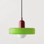 Vesaro Bauhaus Glass Pendant Light, Adjustable Height for Kitchen, White, Orange or Green, 25/35 cm