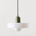 Vesaro Bauhaus Glass Pendant Light, Adjustable Height for Kitchen, White, Orange or Green, 25/35 cm