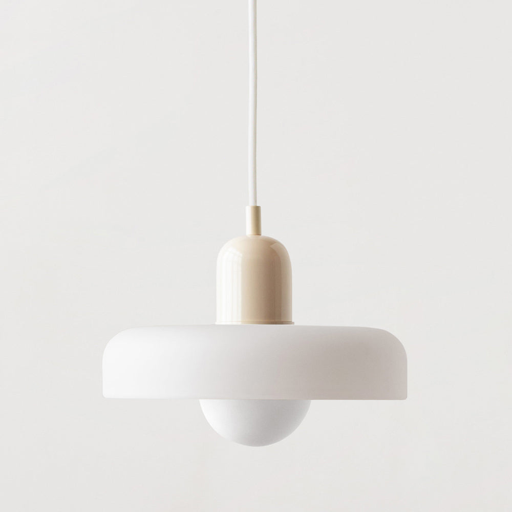 Vesaro Bauhaus Glass Pendant Light, Adjustable Height for Kitchen, White, Orange or Green, 25/35 cm