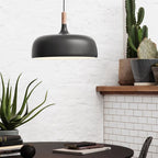 Kivaro | Modern Black Pendant Light With Wood Accent, Scandinavian Ceiling Fixture