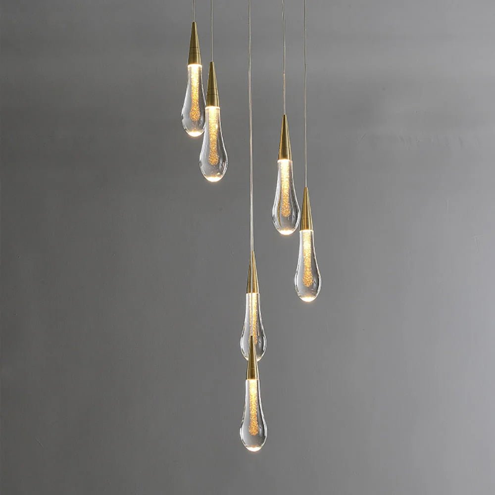 LumiDroplet LED Pendant Light in Glass and Iron for Kitchen and Dining