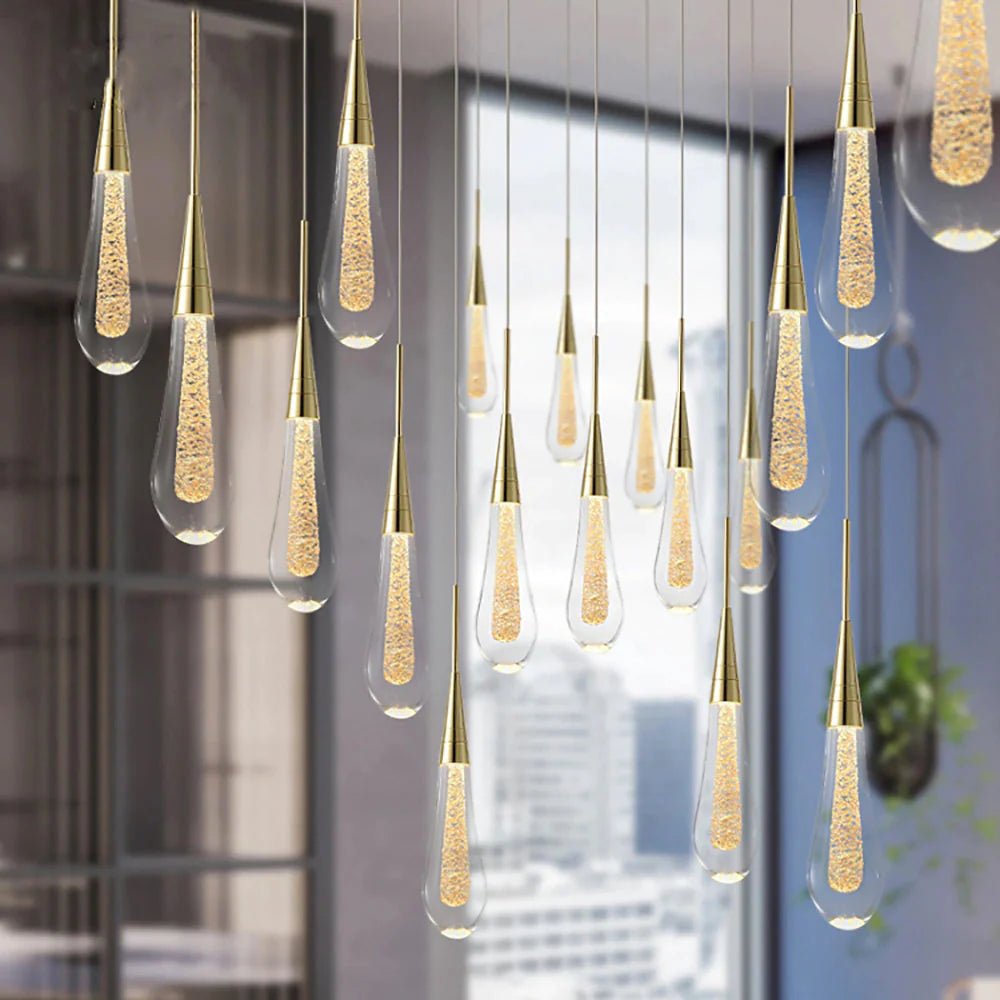 LumiDroplet LED Pendant Light in Glass and Iron for Kitchen and Dining