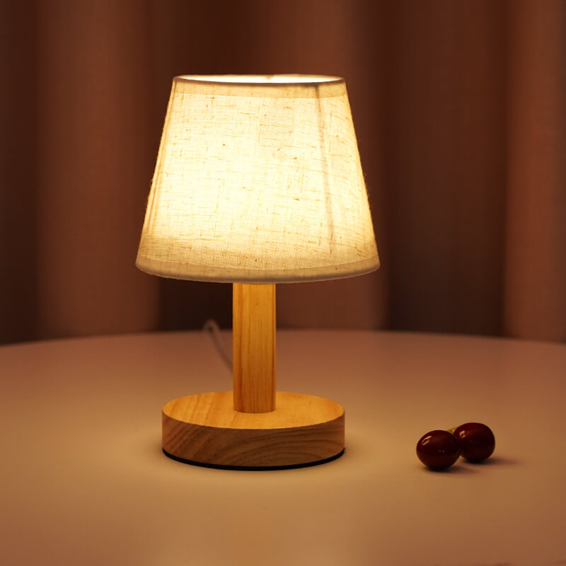 Modern LED Table Lamp with Vintage Linen Shade - USB Plug-In for Bedside or Living Room | Euroselle