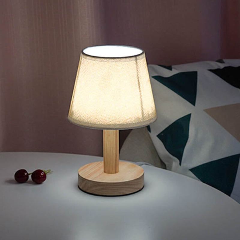 Modern LED Table Lamp with Vintage Linen Shade - USB Plug-In for Bedside or Living Room | Euroselle