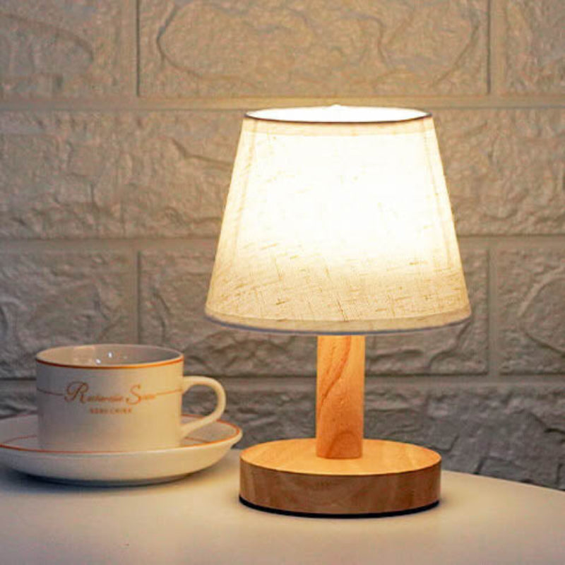 Modern LED Table Lamp with Vintage Linen Shade - USB Plug-In for Bedside or Living Room | Euroselle