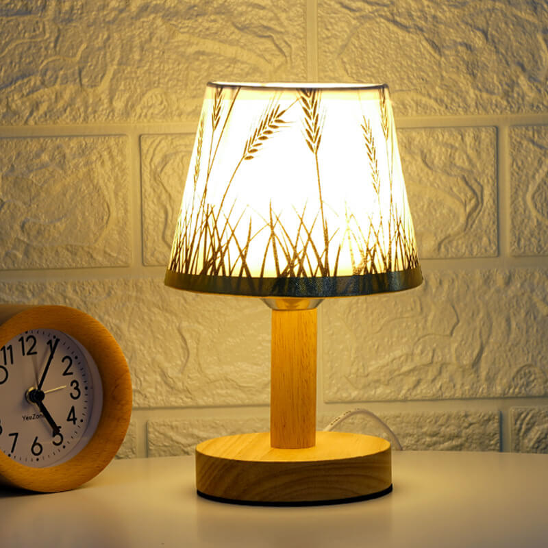 Modern LED Table Lamp with Vintage Linen Shade - USB Plug-In for Bedside or Living Room | Euroselle