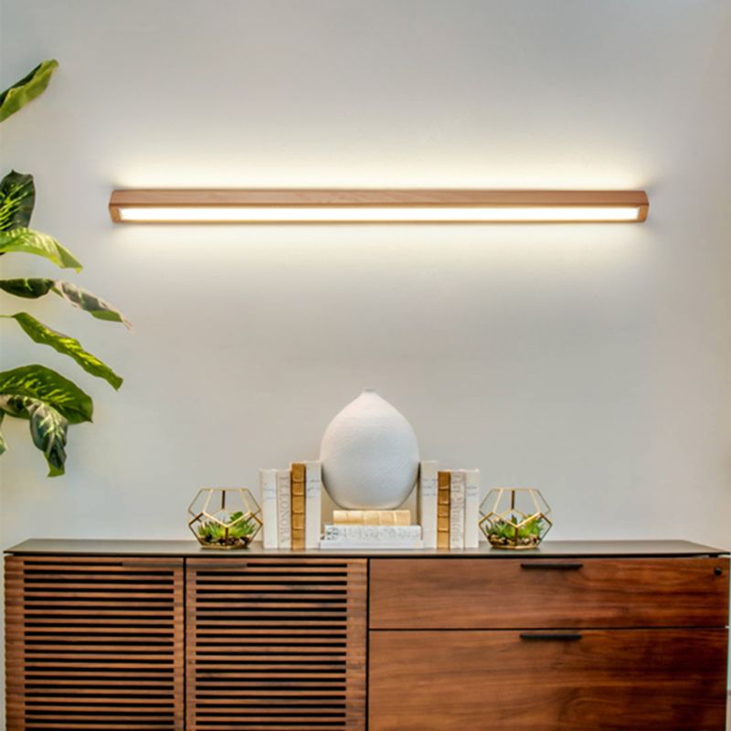 Linora Moderne lineare LED-Wandleuchte halb Holz Acryl