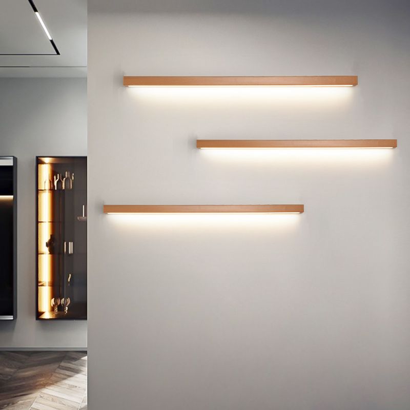 Linora Moderne lineare LED-Wandleuchte halb Holz Acryl