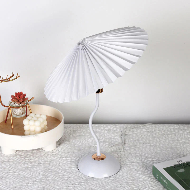 Pleated Shade Table Lamp, Glass Metal Construction, LED Lighting | Euroselle