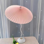 Pleated Shade Table Lamp, Glass Metal Construction, LED Lighting | Euroselle