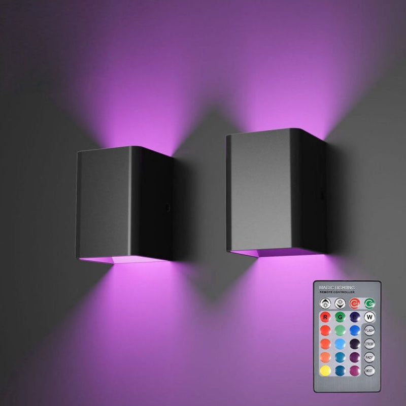 Modern RGB LED Wall Light with Remote Control – Square Aluminium Wall Lamp for Living Room, Bedroom, and Study | Euroselle