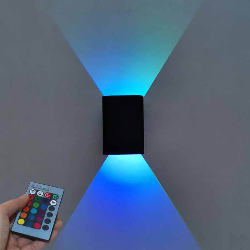 Modern RGB LED Wall Light with Remote Control – Square Aluminium Wall Lamp for Living Room, Bedroom, and Study | Euroselle
