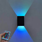 Modern RGB LED Wall Light with Remote Control – Square Aluminium Wall Lamp for Living Room, Bedroom, and Study | Euroselle