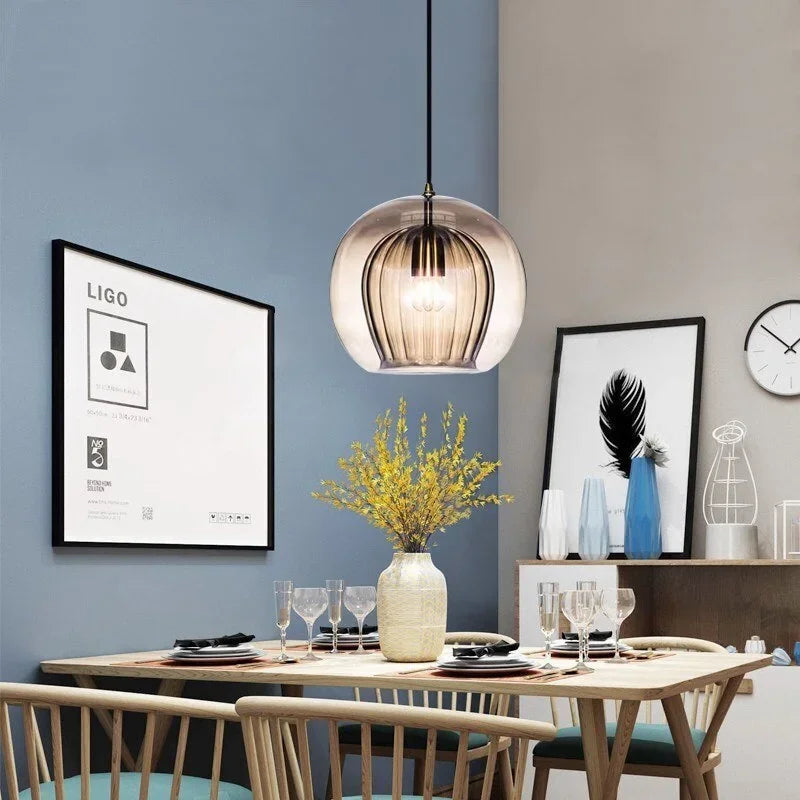 Liora Smoked Glass Cluster Pendant, Modern Ceiling Light