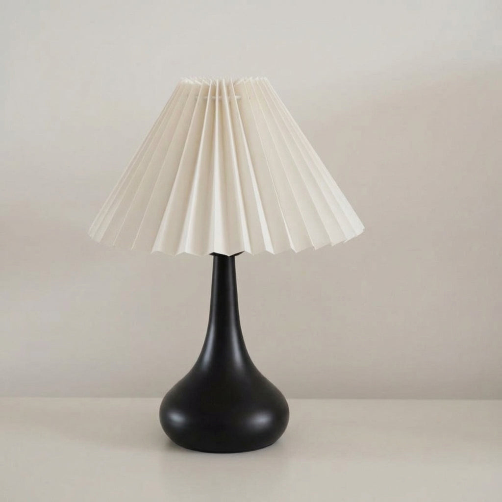 Tischlampe mit Faltenschirm, gourd-förmige Basis, dreifarbige LED-Dimmung | Euroselle