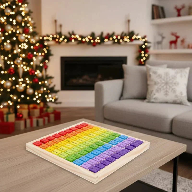 BrightPath Montessori 99-Grid Multiplication Board, Colorful Non-Toxic Wood