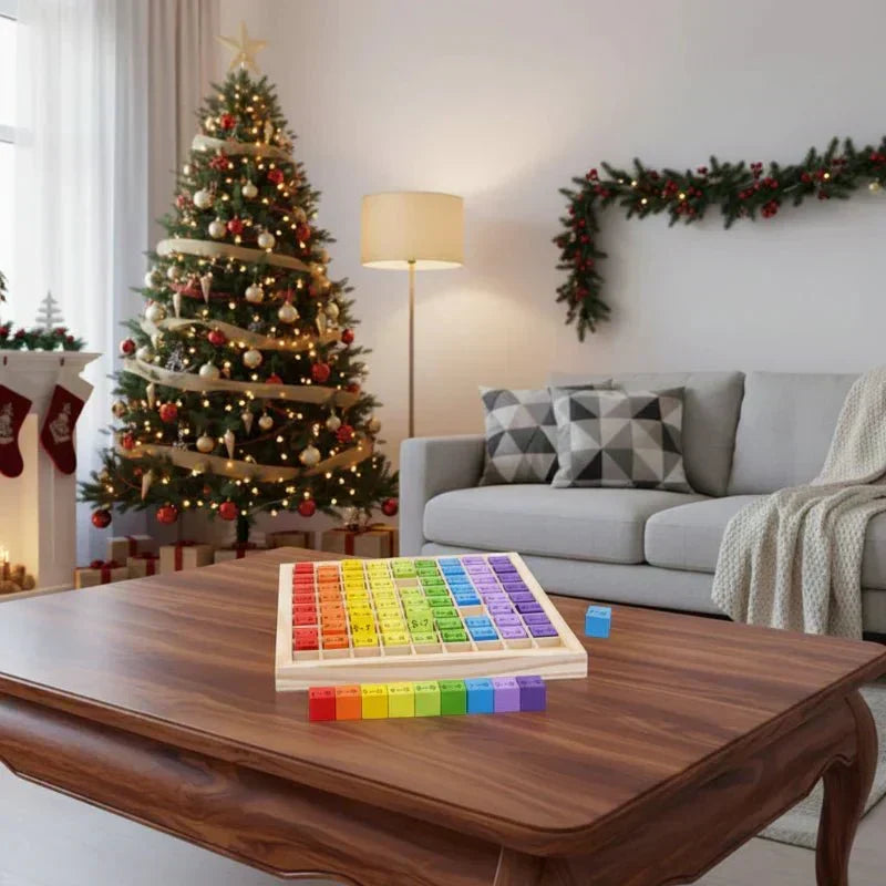 BrightPath Montessori 99-Grid Multiplication Board, Colorful Non-Toxic Wood