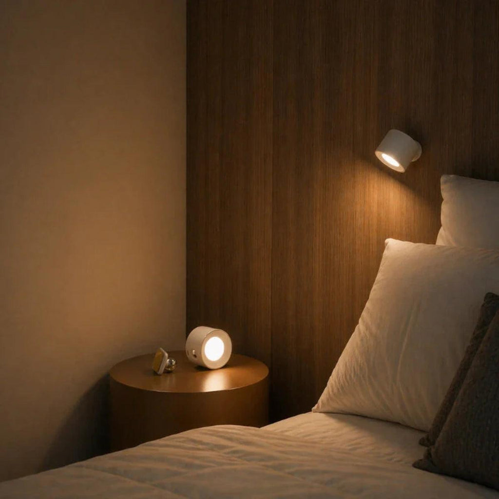 Selvklebende vegglampe – aktiveres med bevegelsessensor, justerbart lampehode