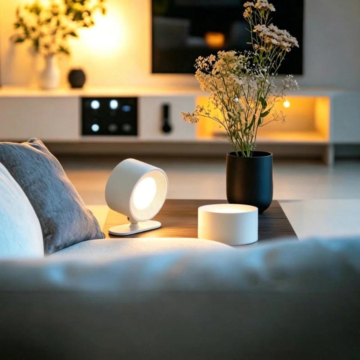 Selvklebende vegglampe – aktiveres med bevegelsessensor, justerbart lampehode