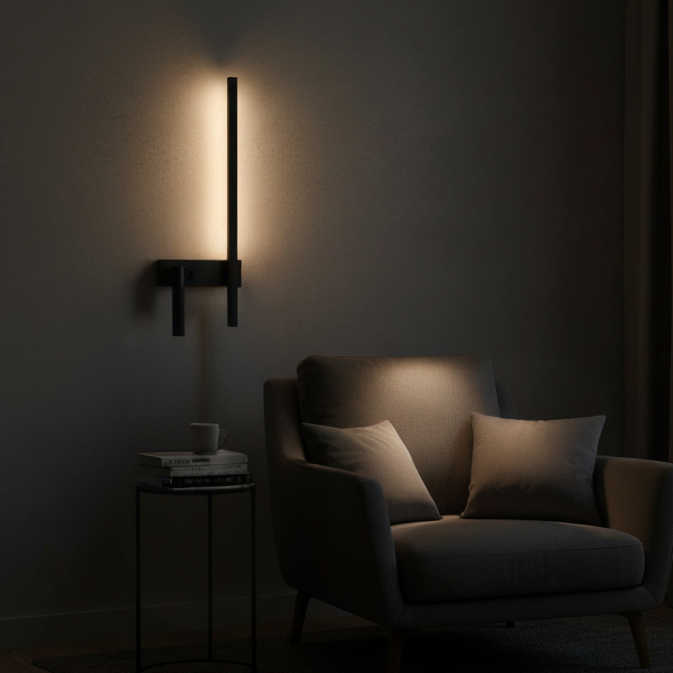 Moderne Wandleuchte Schwarz Stahl Aluminium Integrierte LED und Einstellbares Licht | Euroselle