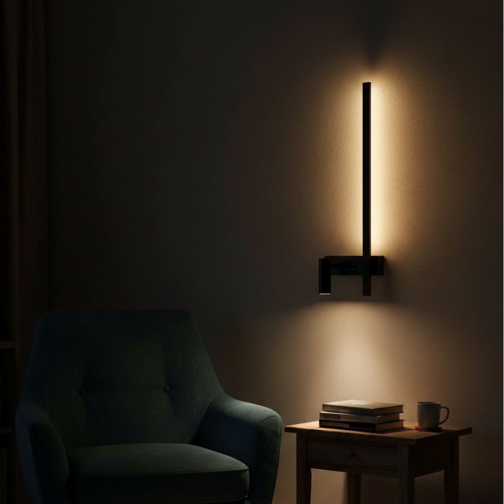 Moderne Wandleuchte Schwarz Stahl Aluminium Integrierte LED und Einstellbares Licht | Euroselle