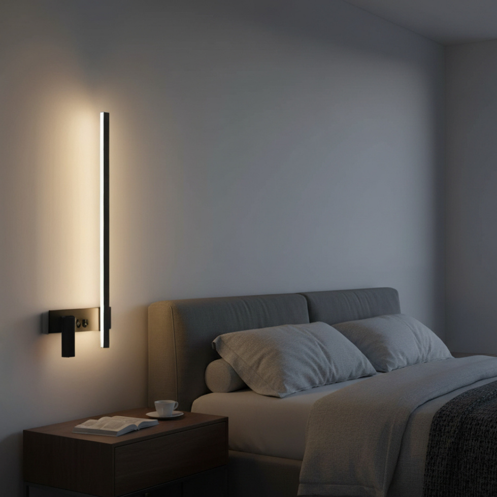 Moderne Wandleuchte Schwarz Stahl Aluminium Integrierte LED und Einstellbares Licht | Euroselle