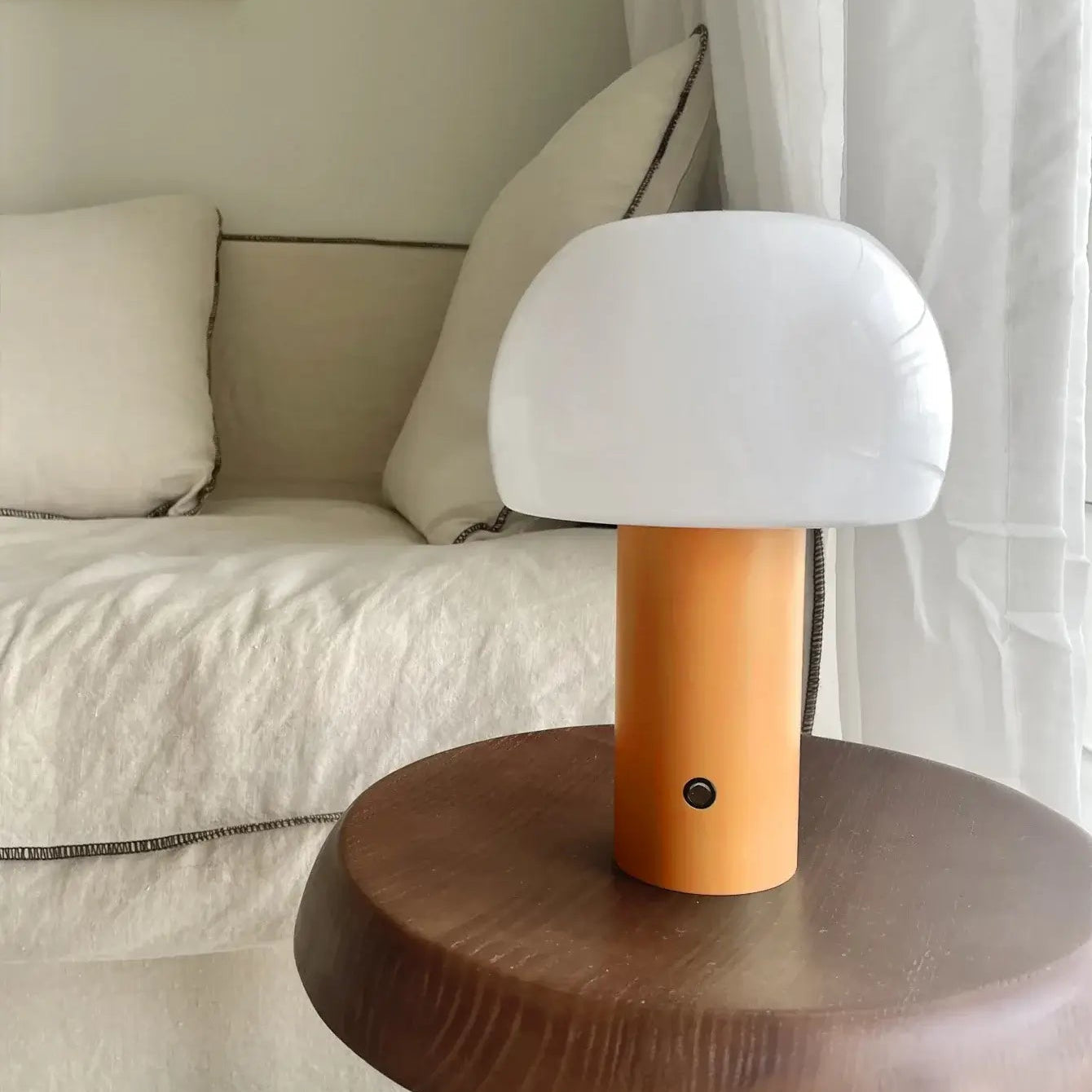 Pilz LED Tischlampe Kabellos Wiederaufladbar Touch-Schalter Eisen Acryl | Euroselle