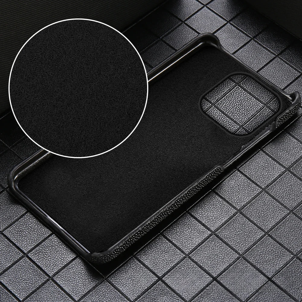 Coque en véritable peau de raie pour iPhone 11–17 Pro Max, antichoc
