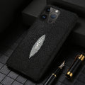 Coque en véritable peau de raie pour iPhone 11–17 Pro Max, antichoc