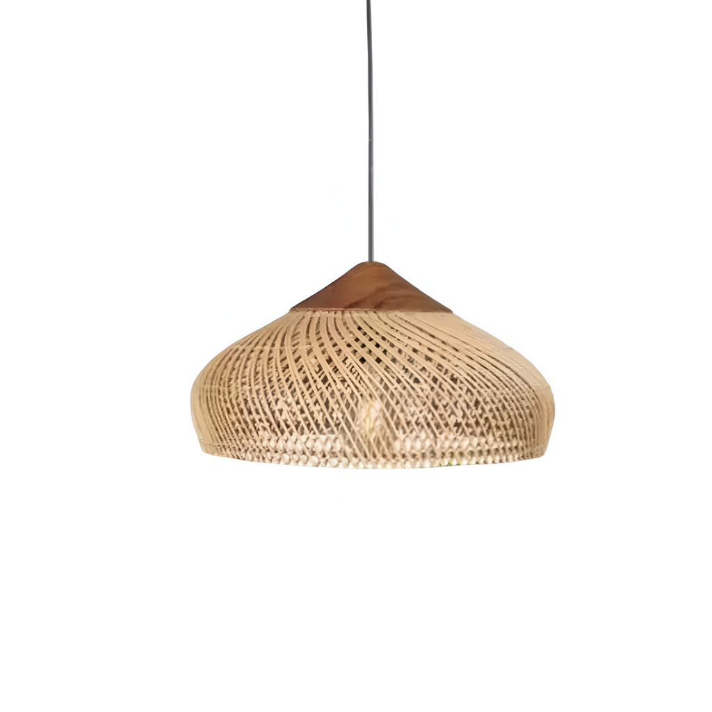 Gewebte Bambus-Hängelampe, 24 Inch, natürlicher Schirm, verstellbares Kabel, E26-Fassung, Boho-Deckenleuchte im Landhausstil für Esszimmer, Kücheninsel Li